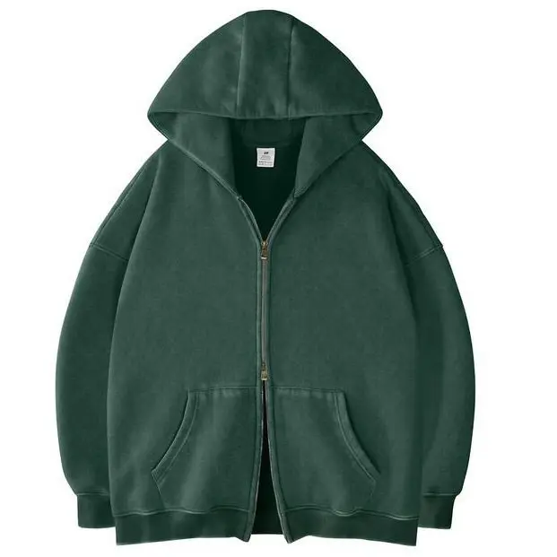 Unisex Oversized Kapuzenjacke mit Doppelreißverschluss und Kängurutaschen Drune