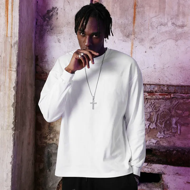 Unisex Oversized Langarm-Basicshirt aus Bio-Baumwolle mit Rundhalsausschnitt Drune