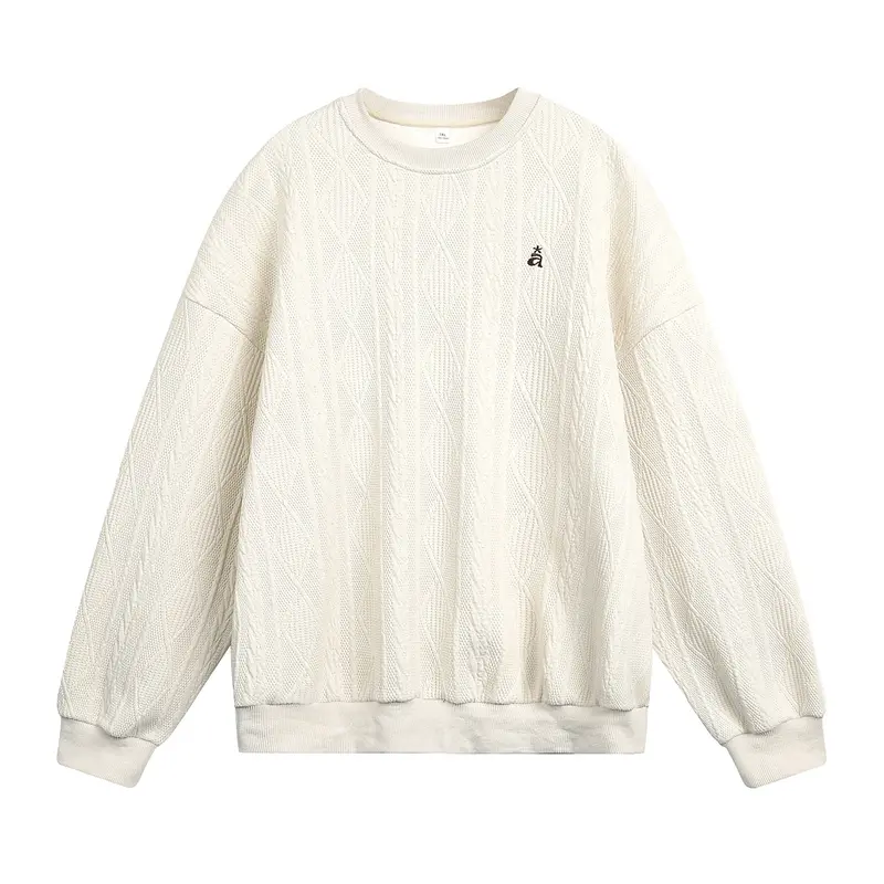 Unisex Strukturiertes Oversize Rundhals‑Sweatshirt mit Zopfmuster und geripptem Saum Drune