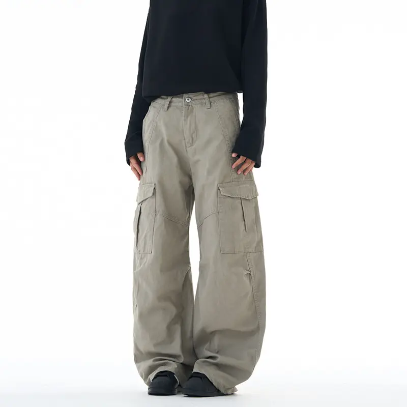 Unisex Ultraweite Cargohose mit tiefem Schritt und großen Klappentaschen Drune