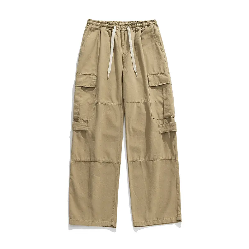 Unisex Weite Cargo-Freizeithose mit elastischem Bund, Tunnelzug und mehrfachen Klappentaschen Drune