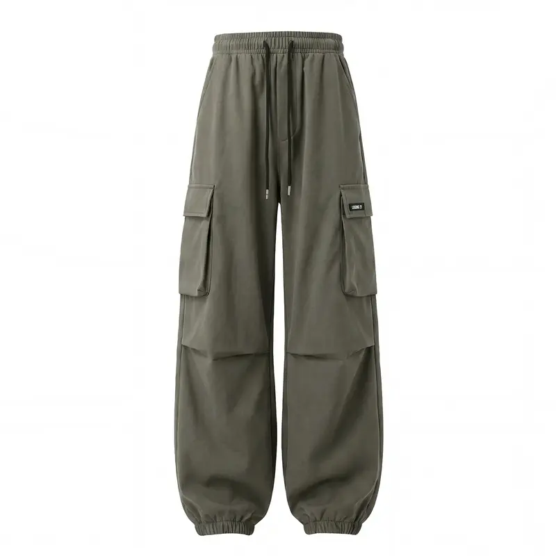 Unisex Weite Cargo-Jogginghose mit Tunnelzug, großen Klappentaschen und elastischen Bündchen Drune