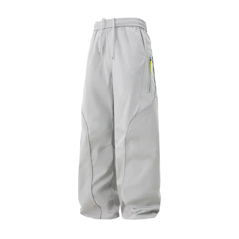 Unisex Weite technische Cargo-Palazzo-Hose mit elastischem Bund, Kordelzug und Reißverschlusstasche Drune