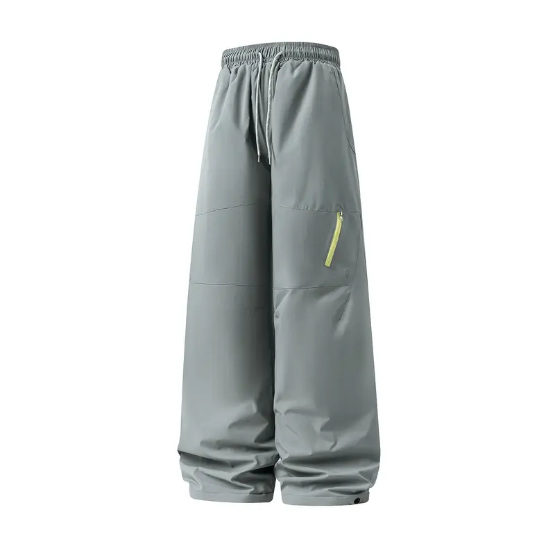 Unisex Weite wasserabweisende Outdoor-Hose mit hohem Bund und Reißverschlusstasche Drune