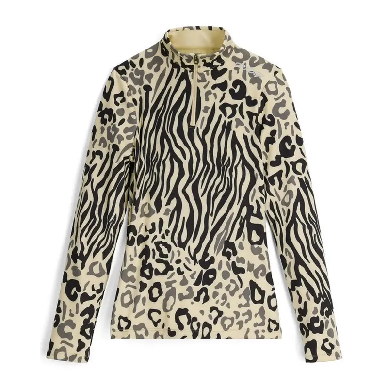 Vivid Half Zip T-Neck Woman - Animal Print