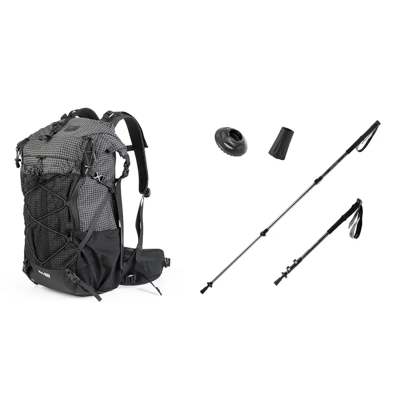 Wander-Set Leichte Teleskopstöcke & Flexibler 30–35L Rucksack