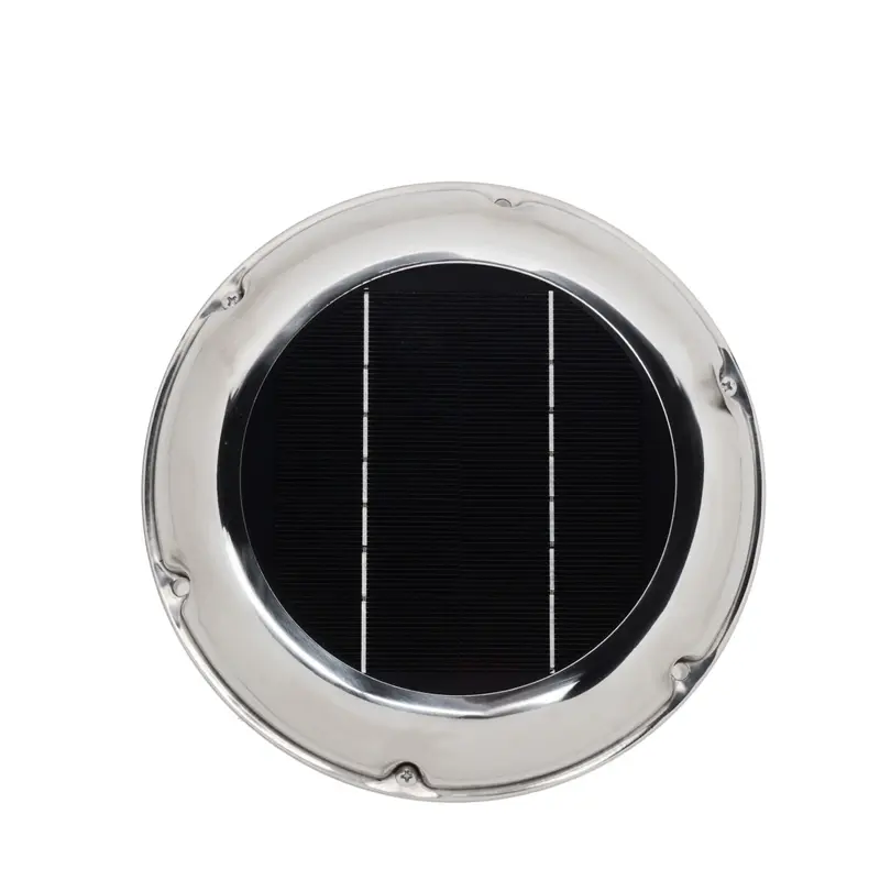 WATTSTUNDE® AERO Solarlüfter mit Akku rund, chrom