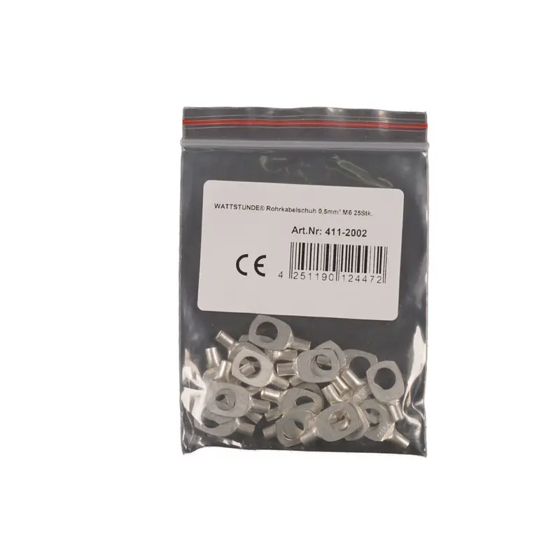 WATTSTUNDE® Rohrkabelschuh 0,5 mm² M6 25 Stk.