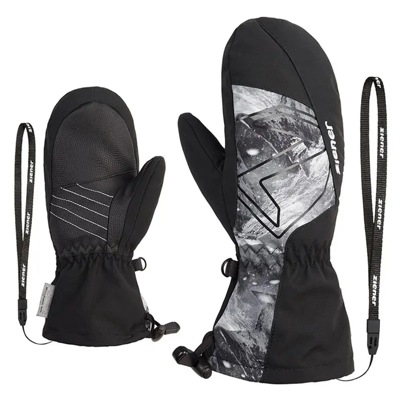 Ziener LAVALINO AS® AW MITTEN GLOVE JUNIOR black grey mountain print